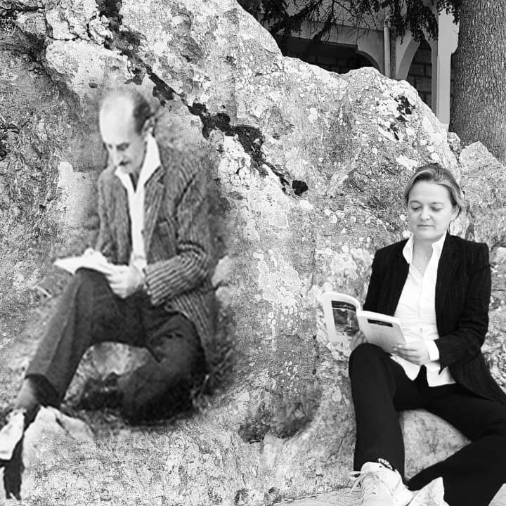 Diala Arslan in Baskinta beside Mikhail Naimy