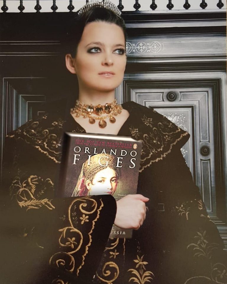 Diala Arslan with the book Natasha's Dance by Orlando Figues