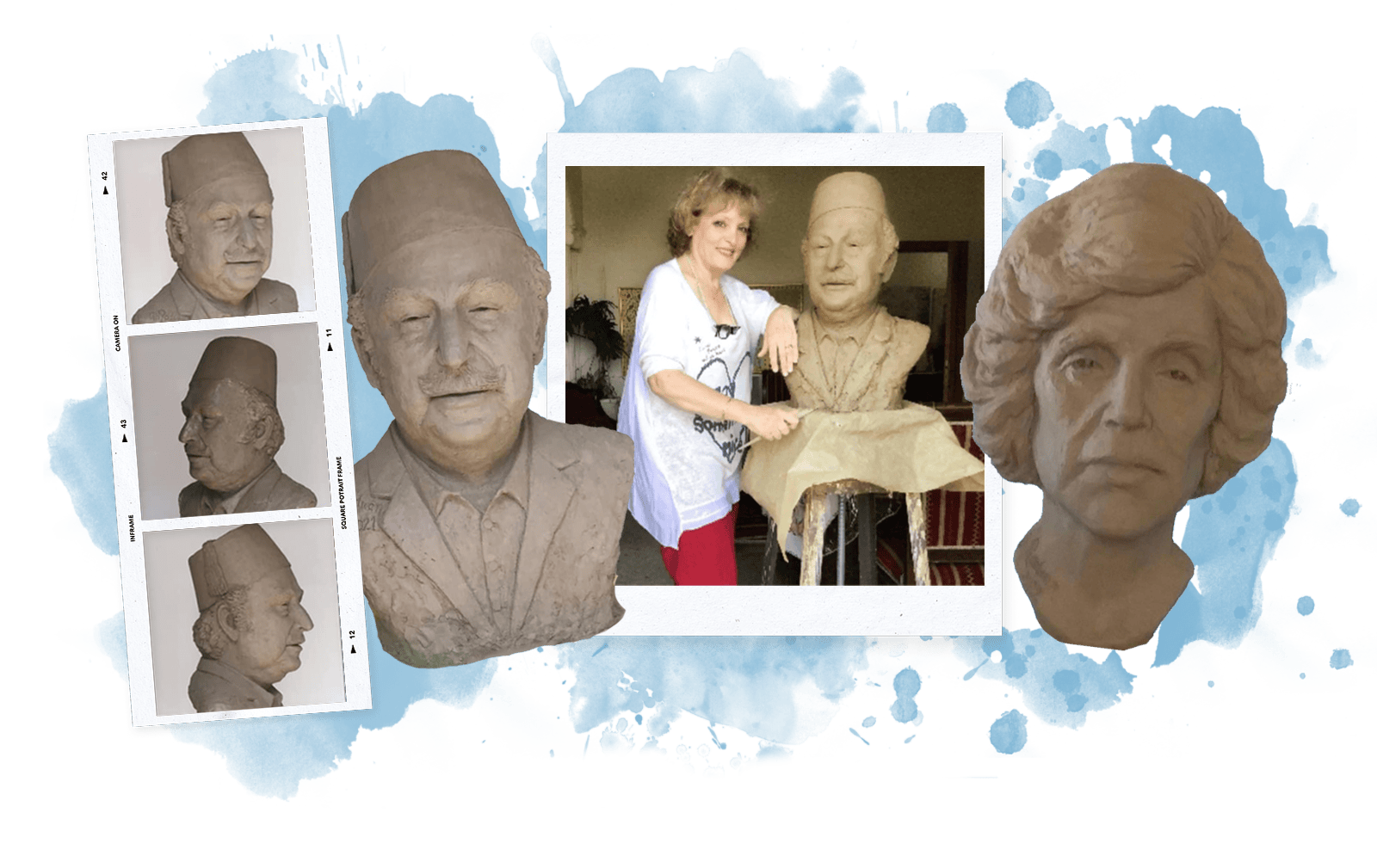 Abou Melhem & Oum Melhem - with the artist & sculptor, Ghinwa Radwan (Aley, Lebanon)